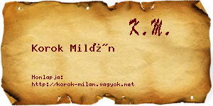 Korok Milán névjegykártya